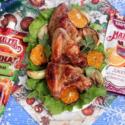 Пикантные куриные крылышки в маринаде Барбекю с джемом Глинтвейн