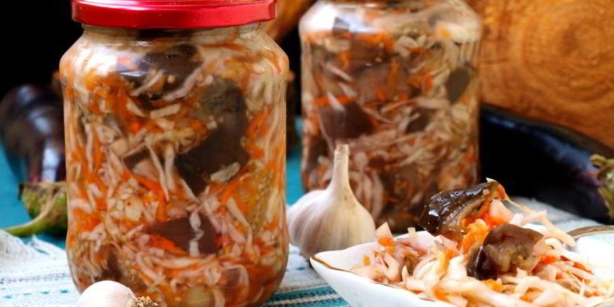 Рецепт капусты с баклажанами на зиму