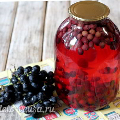 Компот из кизила и винограда на зиму
