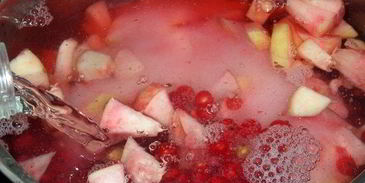 компот из персиков и красной смородины