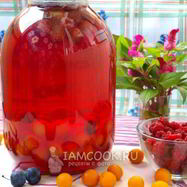 Рецепт Компота из терна, алычи и малины на зиму