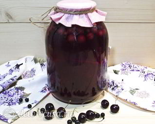 Вишневый компот с черной смородиной на зиму