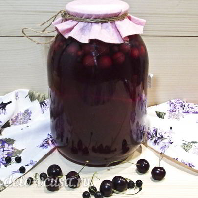 Вишневый компот с черной смородиной на зиму