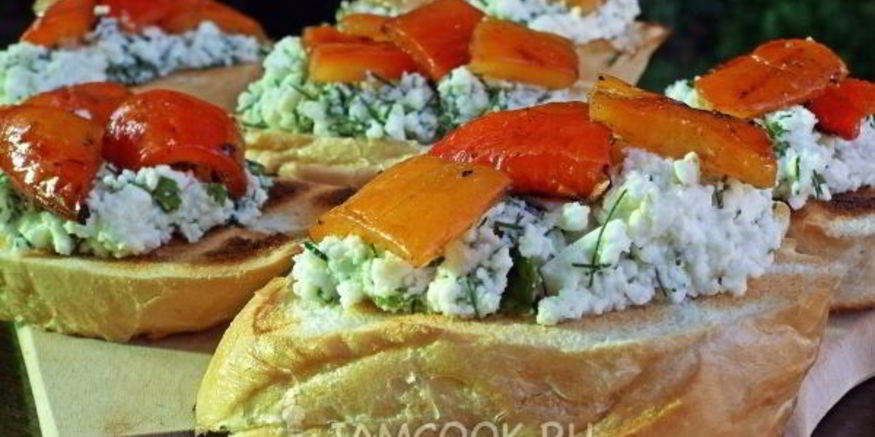 Рецепт брускетты-гриля с запеченным перцем