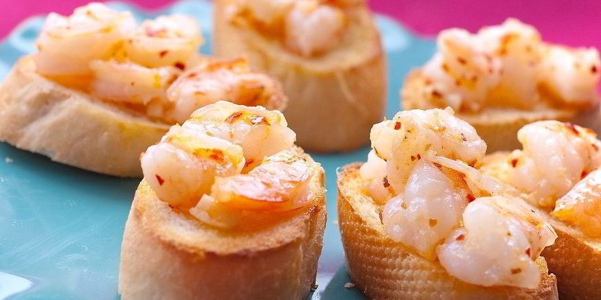 Рецепт брускетты с креветками