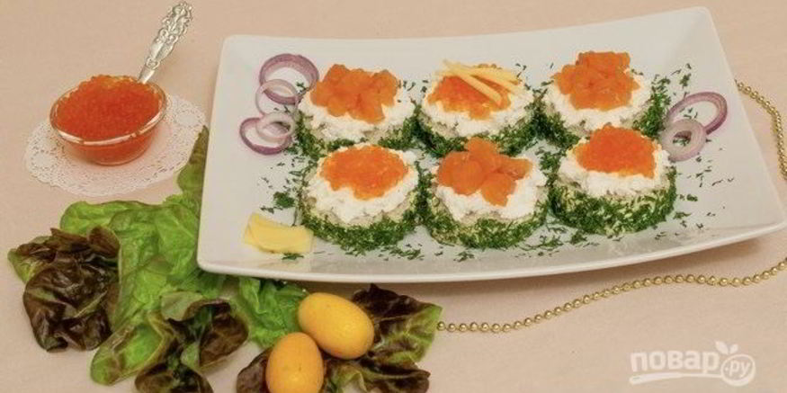 Рецепт бутербродов с семгой и красной икрой