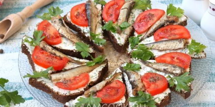 Рецепт бутербродов со шпротами и творожным сыром