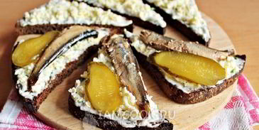 бутерброды со шпротами с черным хлебом