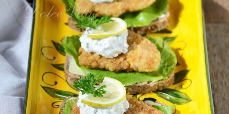 Рецепт датского бутерброда с жареным рыбным филе