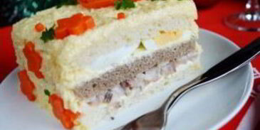 закусочный бутербродный торт с рыбой