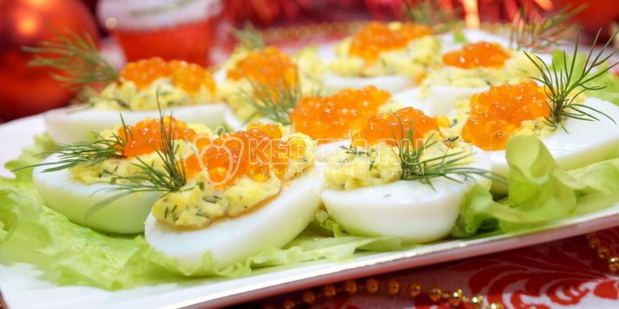 Рецепт яиц фаршированных красной икрой