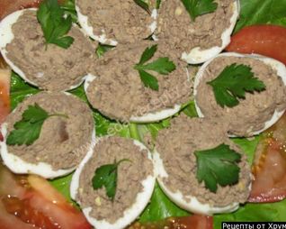 Яйца фаршированные куринной печенью