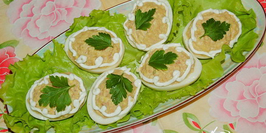 Рецепт яиц, фаршированных печенью трески