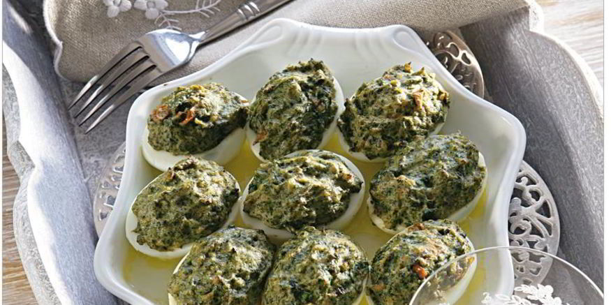 Рецепт яиц, фаршированных шпинатом