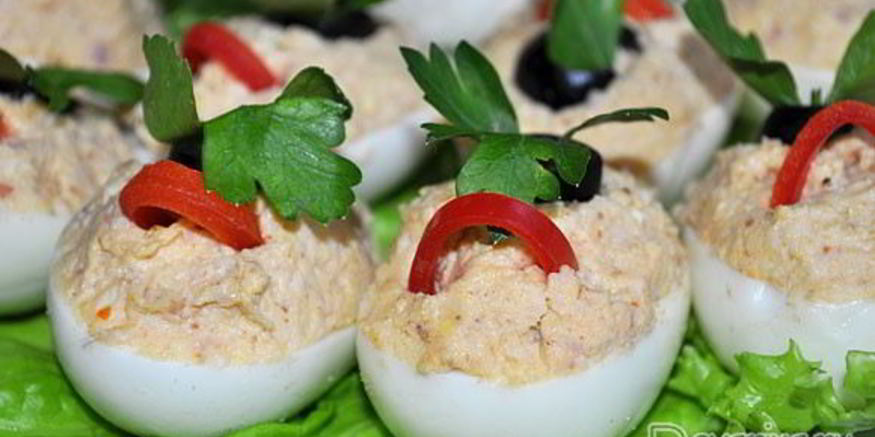 Рецепт яиц, фаршированных ветчиной