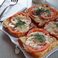 Рецепт Гренков с помидорами и сыром
