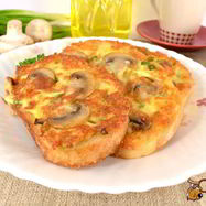 Рецепт Сырных гренков с припеком из шампиньонов