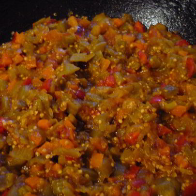 Жареная баклажанная икра кусочками