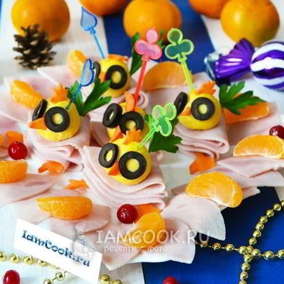 Канапе новогоднее Цыплята