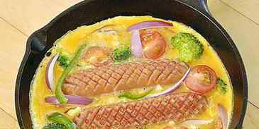 фриттата с сосисками и овощами