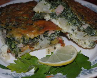 Омлет с цветной капустой и шпинатом