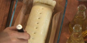 деревенский паштет с маринованным виноградом и персиками