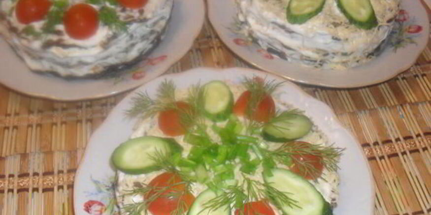 Рецепт печеночного торта с грибами