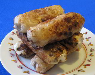 Спринг-роллы с курицей, грибами и сливочным сыром