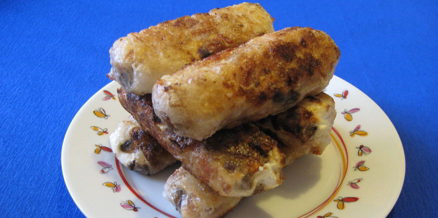 Рецепт спринга-роллов с курицей, грибами и сливочным сыром
