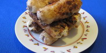 спринг-роллы с курицей, грибами и сливочным сыром