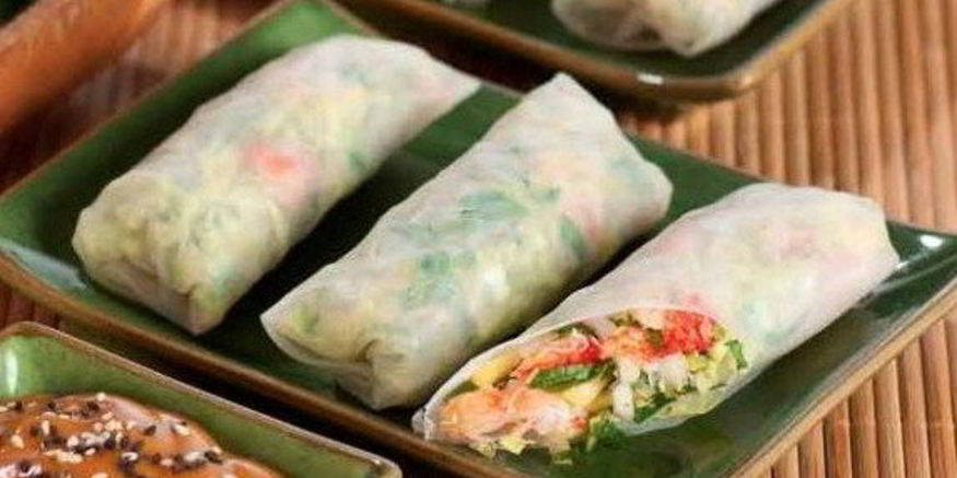 Рецепт вьетнамский ролл с крабом, манго и имбирем