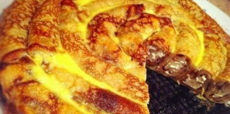 Рецепт блинных рулетов с творожно-банановой начинкой и цукатами