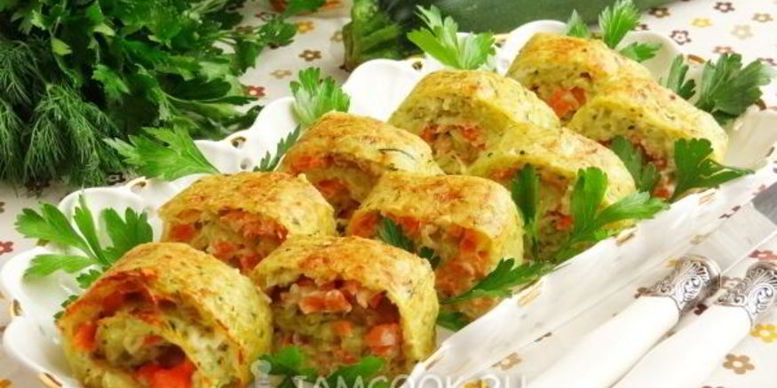 Рецепт картофельно-кабачкового рулет с форелью