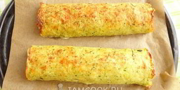 картофельно-кабачковый рулет с форелью