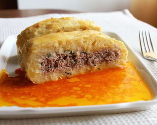 Картофельный рулет с фаршем