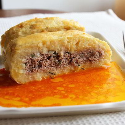 Картофельный рулет с фаршем