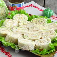 Рецепт Рулета из лаваша с консервированной рыбой