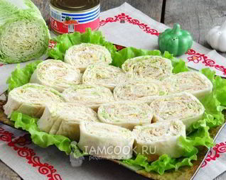 Рулет из лаваша с консервированной рыбой