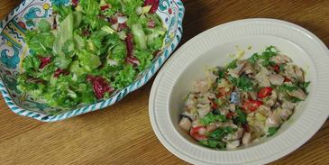 севиче с зеленым салатом