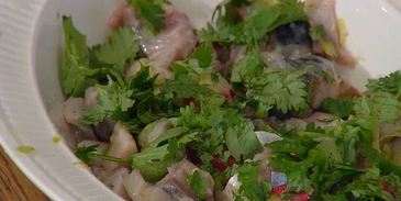 севиче с зеленым салатом