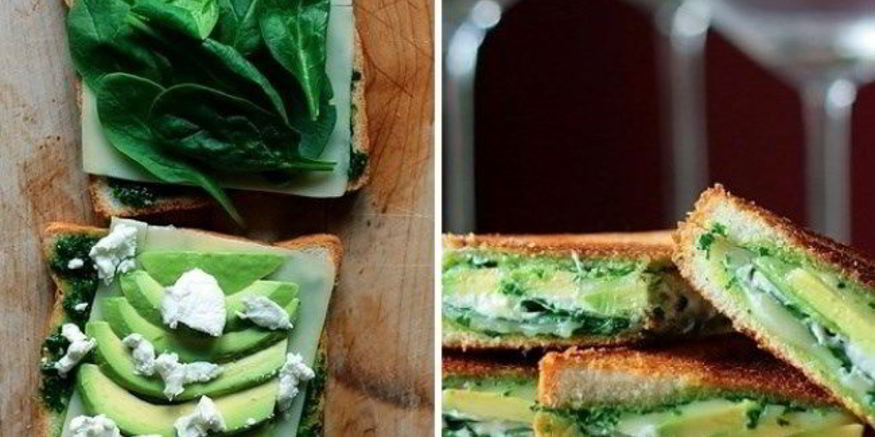 Рецепт жареного сэндвича с авокадо, шпинатом и сыром