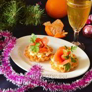 Рецепт Новогодних тарталеток с семгой