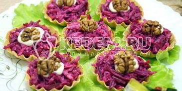 свекла с сыром в тарталетках