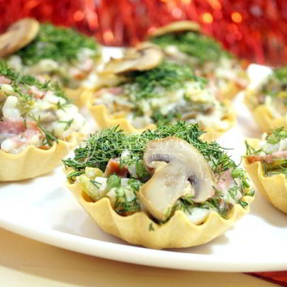 Тарталетки с грибами Праздничные