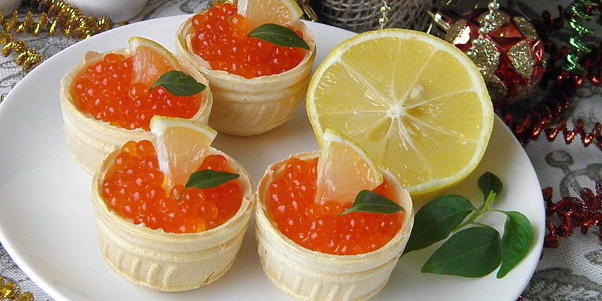 Рецепт тарталеток с красной икрой