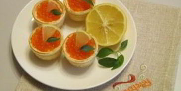 тарталетки с красной икрой