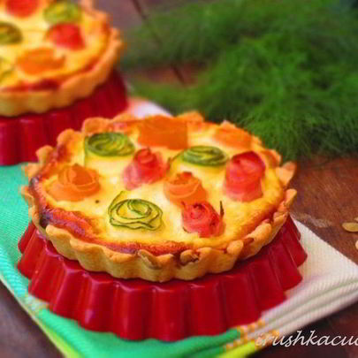 Тарталетки с овощами и йогуртовой заливкой