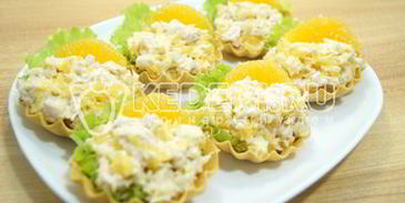 тарталетки с салатом мандариновый рай