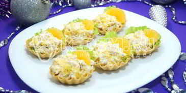 тарталетки с салатом мандариновый рай