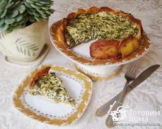 Творожный тарт с зеленью в картофельной корочке